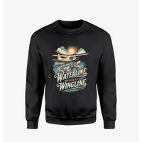 Thumbnail for Waterline Meets Wingline design on black sweatshirt