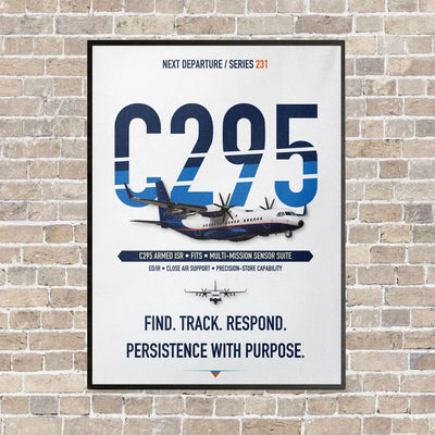 Airbus C295 Armed ISR vertical canvas print - framed - white background