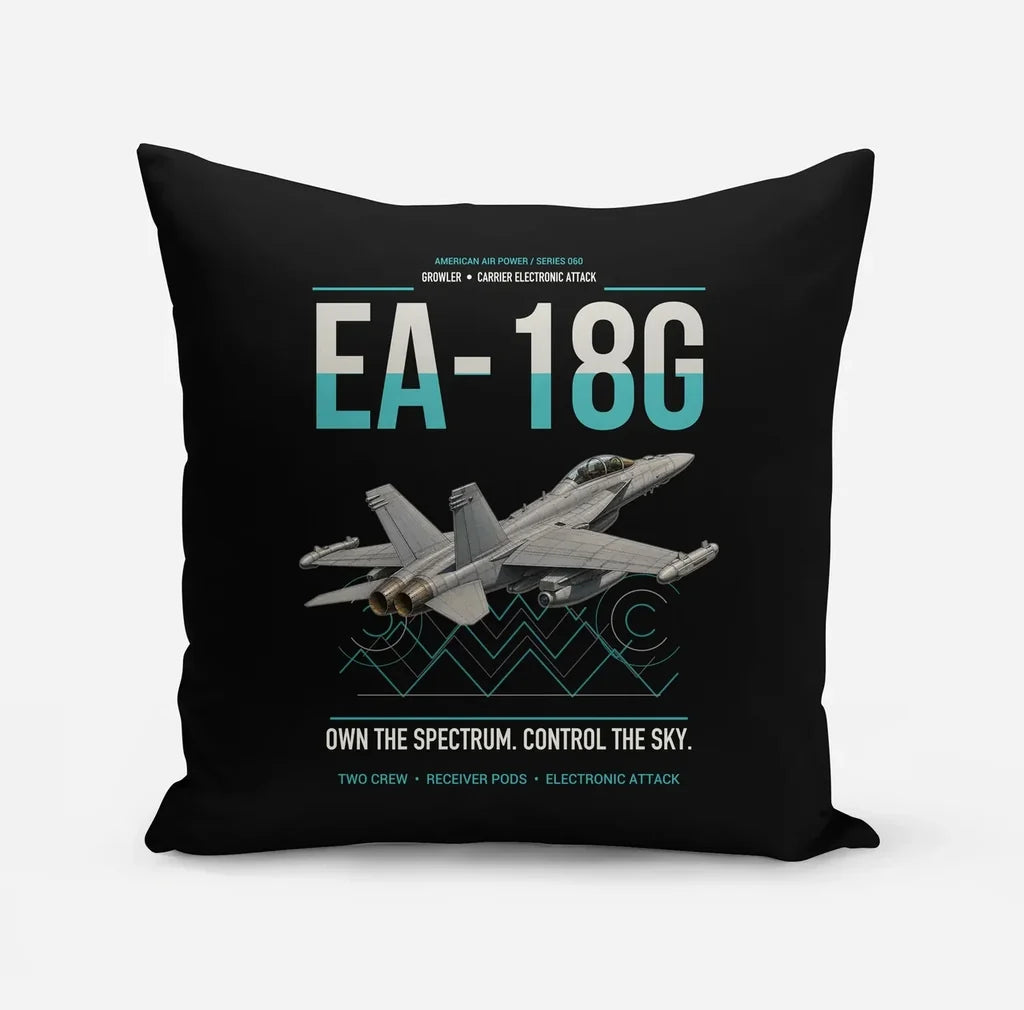 EA-18G Growler design on black pillow
