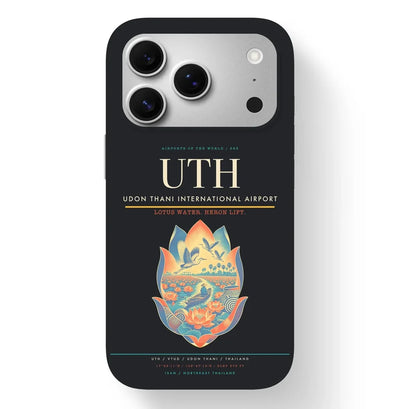 Udon Thani Airport (UTH) design on black iPhone 17 Pro MagSafe case