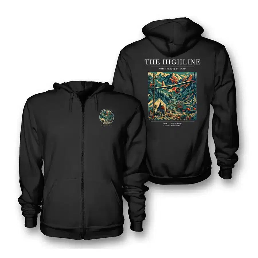 VINTAGE G4051 - The Highline - Premium Zipped Hoodie design on black