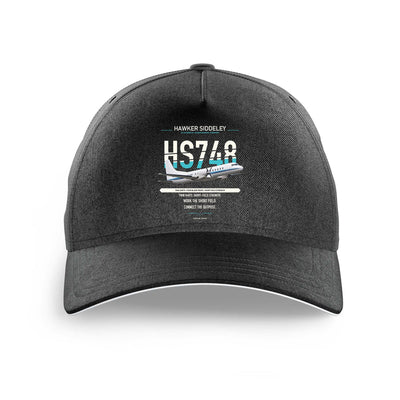 Hawker Siddeley HS 748 Series 2A design on black printed hat