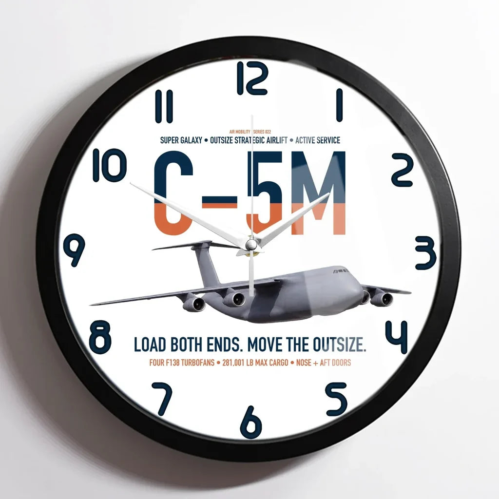 C-5M Super Galaxy design on white framed wall clock