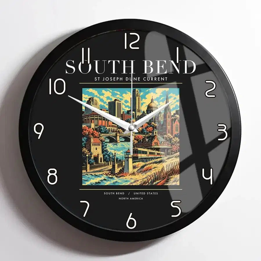 SOUTH BEND - Poster - Wall Clock Framed - Black