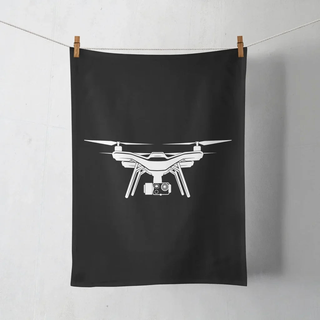 Drone Silhouette aviation design on soft absorbent cotton towel.