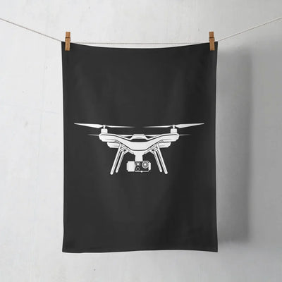 Drone Silhouette aviation design on soft absorbent cotton towel.