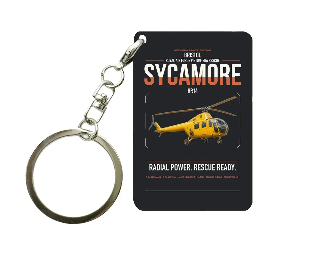 Bristol Sycamore HR14 design on black designed key chain, double-side print