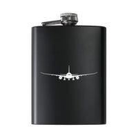 Thumbnail for Boeing 787 Silhouette aviation design on stainless hip flask, compact pocket-size flask.