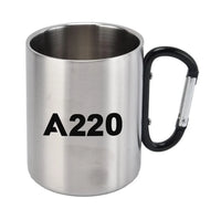 Thumbnail for Airbus A220 Flat Text aviation design on outdoor mug, durable insulated construction.