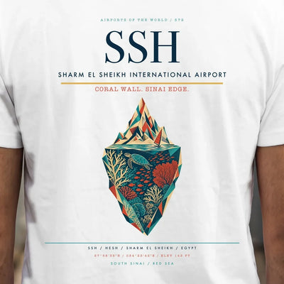 Sharm El Sheikh International Airport (SSH) double-side t-shirt design close-up cover