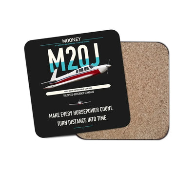 Mooney M20J 201 design on black 1 piece coaster