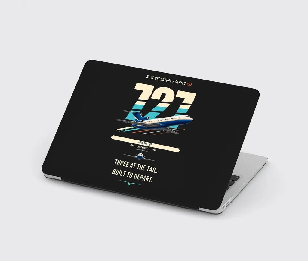 Boeing 727-200 design on black MacBook case
