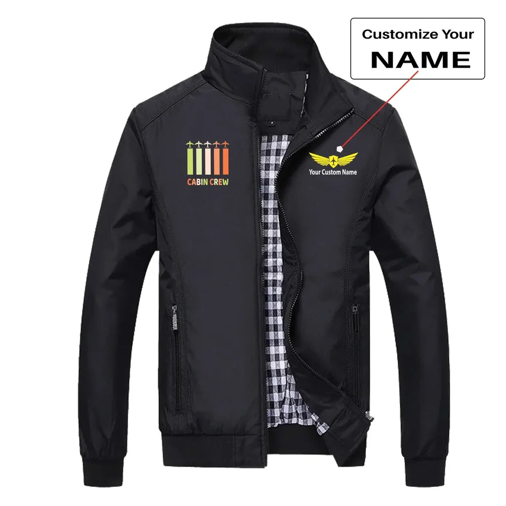 Colourful Cabin Crew aviation design printed on modern shell with tailored fit stylish jacket.