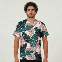 Thumbnail for Seamless Palm Leafs aviation design printed on soft cotton 3D-print T-shirt.