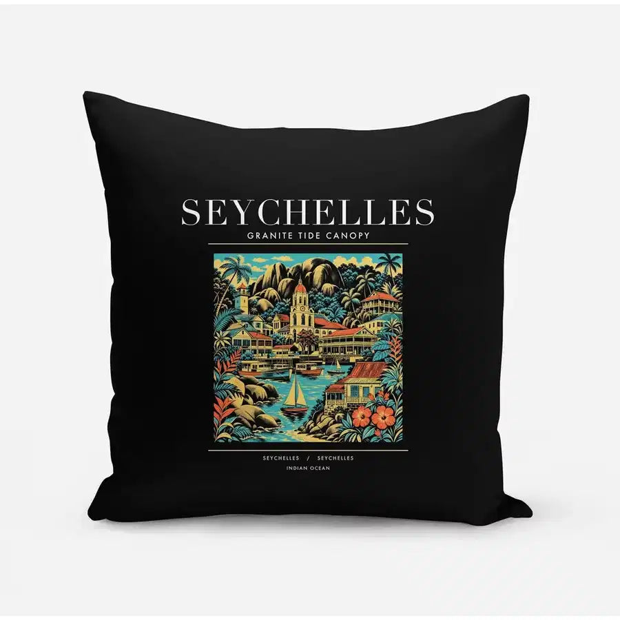 SEYCHELLES - Poster - Pillow - Black