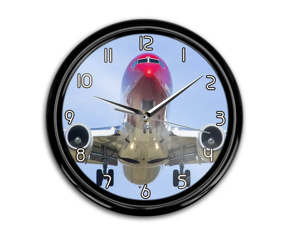 Face to Face with Norwegian Boeing 737 aviation themed wall clock, premium wood and metal.