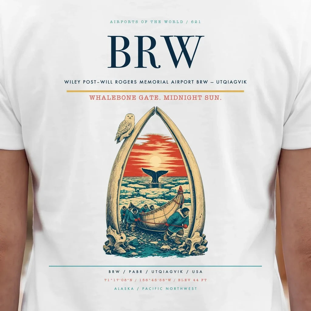 Wiley Post–Will Rogers Memorial Airport (BRW) double-side t-shirt design close-up cover