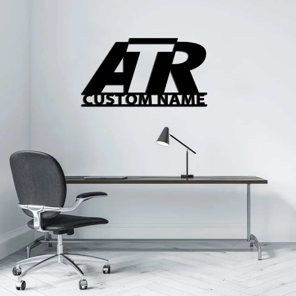 ATR & Text aviation design on durable metal with painted finish metal wall sign.