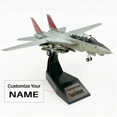Side view of 1/100 Grumman F-14 Tomcat Interceptor VF-103 Airplane Model aviation military aircraft model in diecast metal wi.