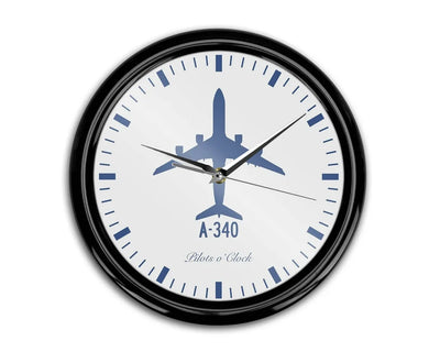Airbus A340 aviation themed wall clock, premium wood and metal.