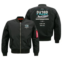 Thumbnail for Piper PA-28R Arrow III design on black bomber jacket, double-side print
