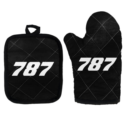 Boeing 787 Flat Text Kitchen Glove & Holder aviation design on durable fabric with insulated lining kitchen glove holder.