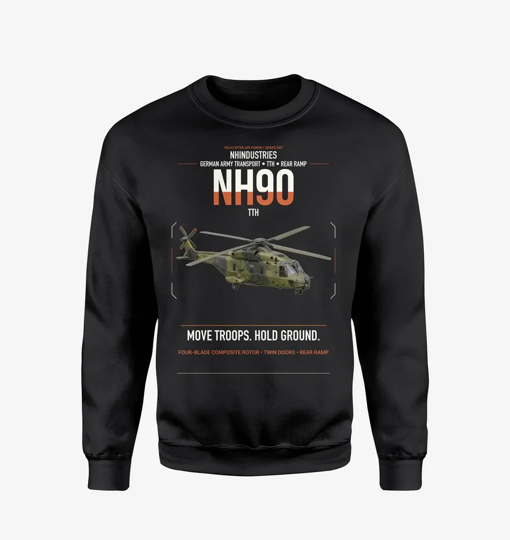NHIndustries NH90 TTH design on black sweatshirt