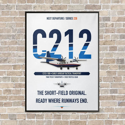 CASA C-212-100 Aviocar vertical canvas print - framed - white background