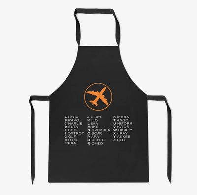Aviation Alphabet 2 aviation design on durable cotton blend kitchen apron.