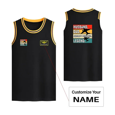 Husband & Dad & Aircraft Mechanic & Legend Basketball Style Sports aviation design printed on quick-dry breathable fabric men.