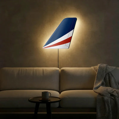 Rex Airlines aviation design on durable metal with LED aircraft tail wall art.