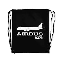 Thumbnail for Airbus A320 Printed aviation print drawstring bag, lightweight polyester.