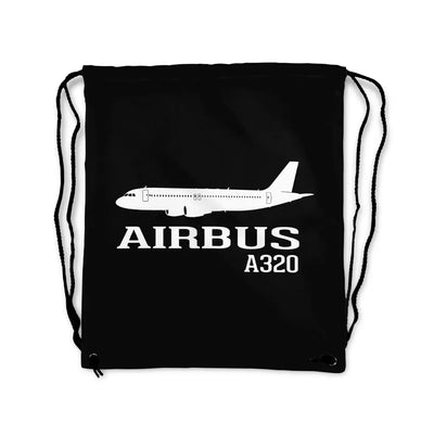 Airbus A320 Printed aviation print drawstring bag, lightweight polyester.