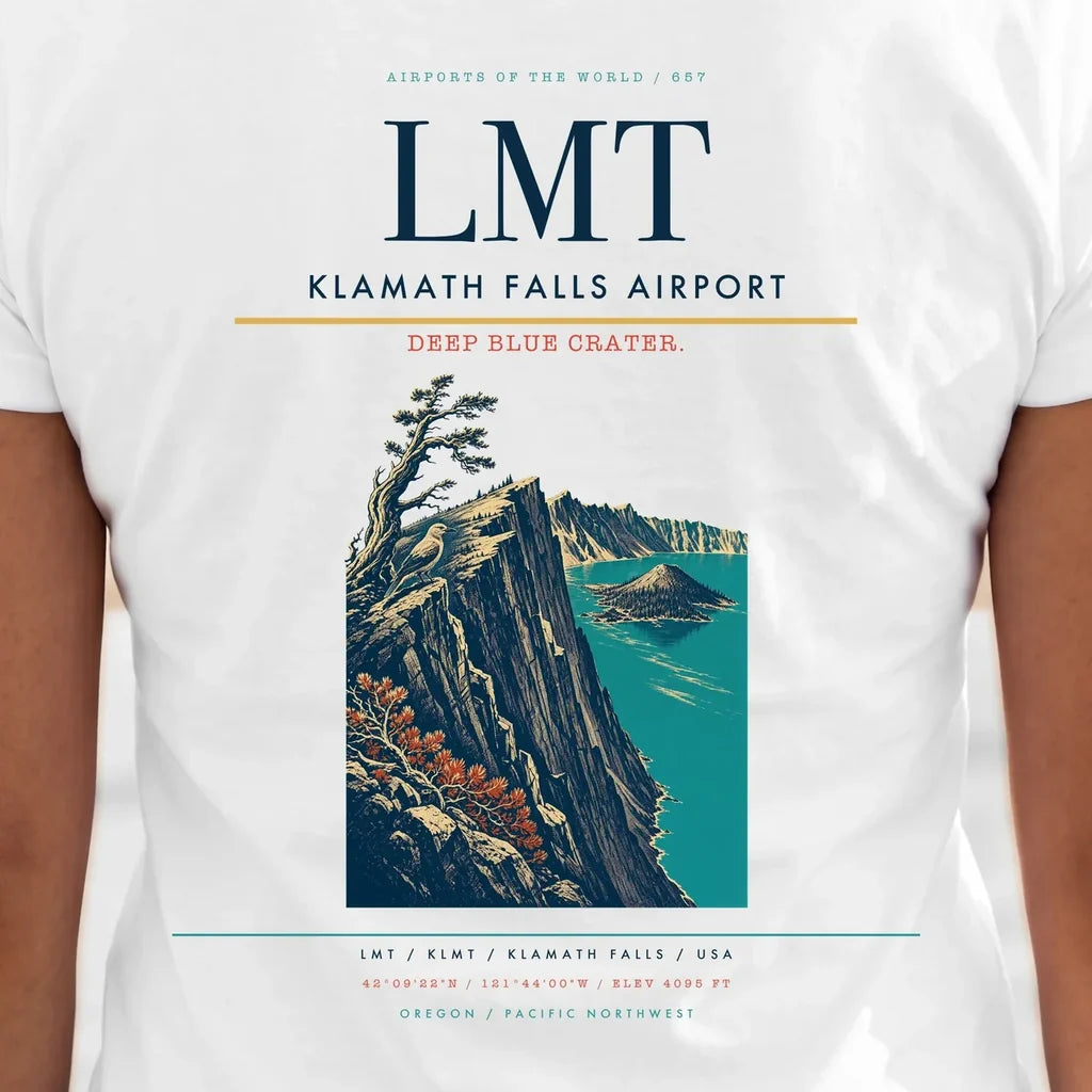 Klamath Falls Airport (LMT) double-side t-shirt design close-up cover