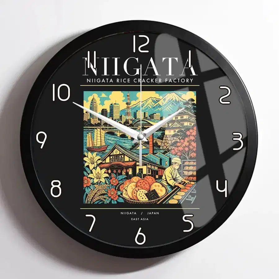 NIIGATA - Poster - Wall Clock Framed - Black