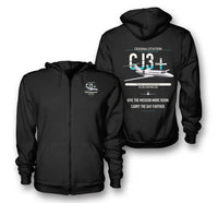 Thumbnail for Cessna Citation CJ3+ design on black premium zipped hoodie, double-side print