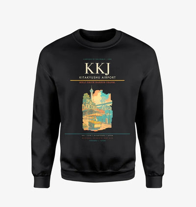 Kitakyushu Airport (KKJ) design on black sweatshirt