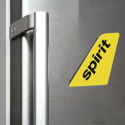 Spirit Airlines aviation design tail magnet in 3D metal with magnetic back.