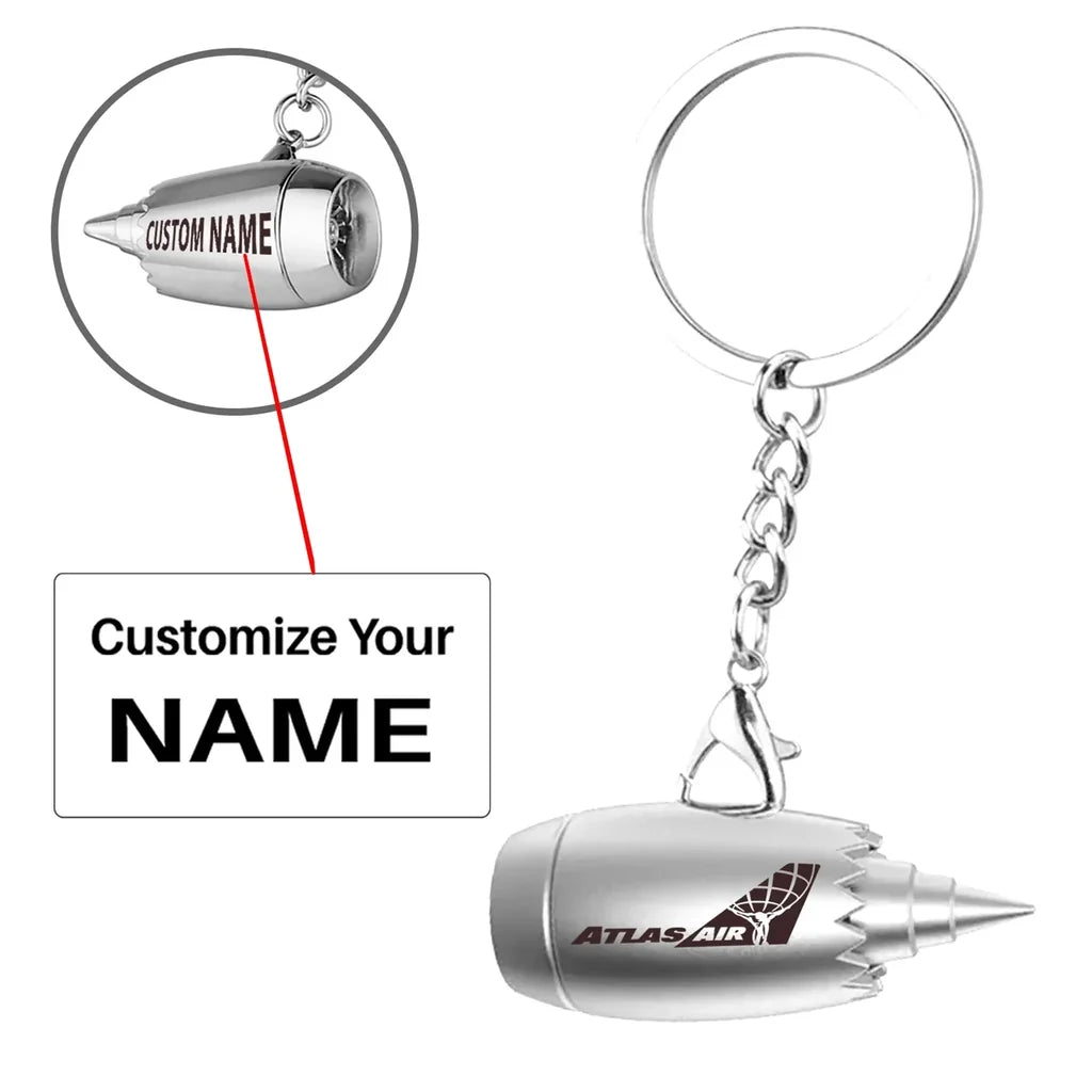 Customisable Atlas Air Airlines Jet Engine Key Chain