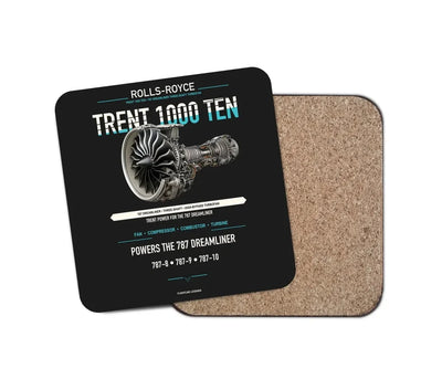 Embraer ERJ145 design on black 1 piece coaster