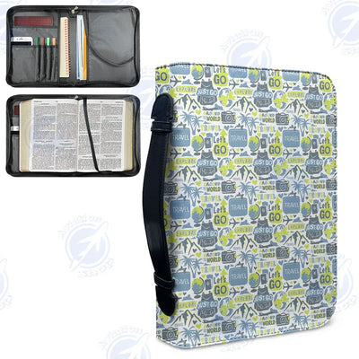 Motivational Travel Badges aviation design PU accessories bag, PU faux leather construction.