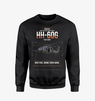Sikorsky HH-60G Pave Hawk design on black sweatshirt