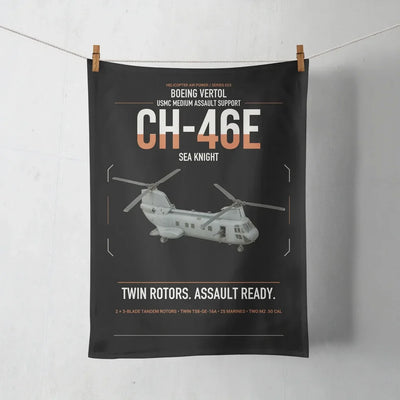 Boeing Vertol CH-46E Sea Knight design on black towel