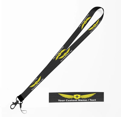 Custom Name & Text (Badge 2) lanyard and ID holder in black