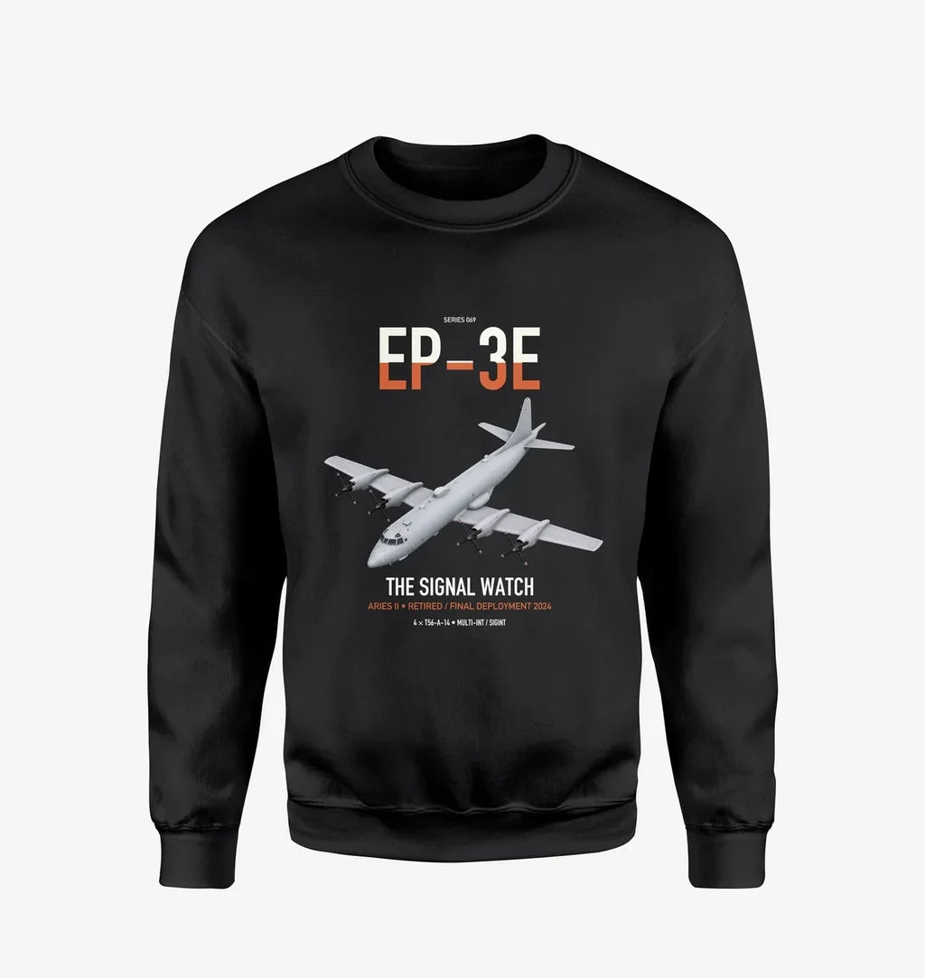 EP-3E ARIES II design on black sweatshirt