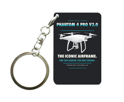 DJI Phantom 4 Pro V2.0 Key Chain design on black key chain