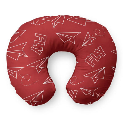 Paper Airplane & Fly (Red) Travel & Boppy aviation design on memory foam with soft cover travel pillow.