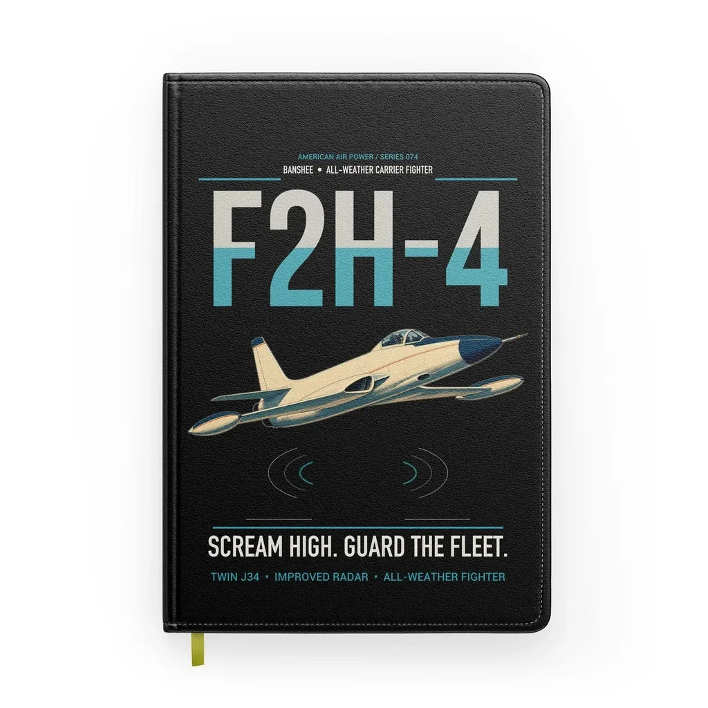 F2H-4 Banshee design on black notebook