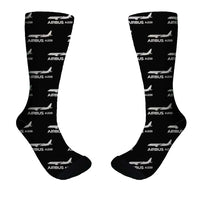 Thumbnail for The Airbus A220 aviation design on soft cotton blend socks.