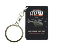 Thumbnail for Airbus Helicopters H145M LUH SOF design on black designed key chain, double-side print